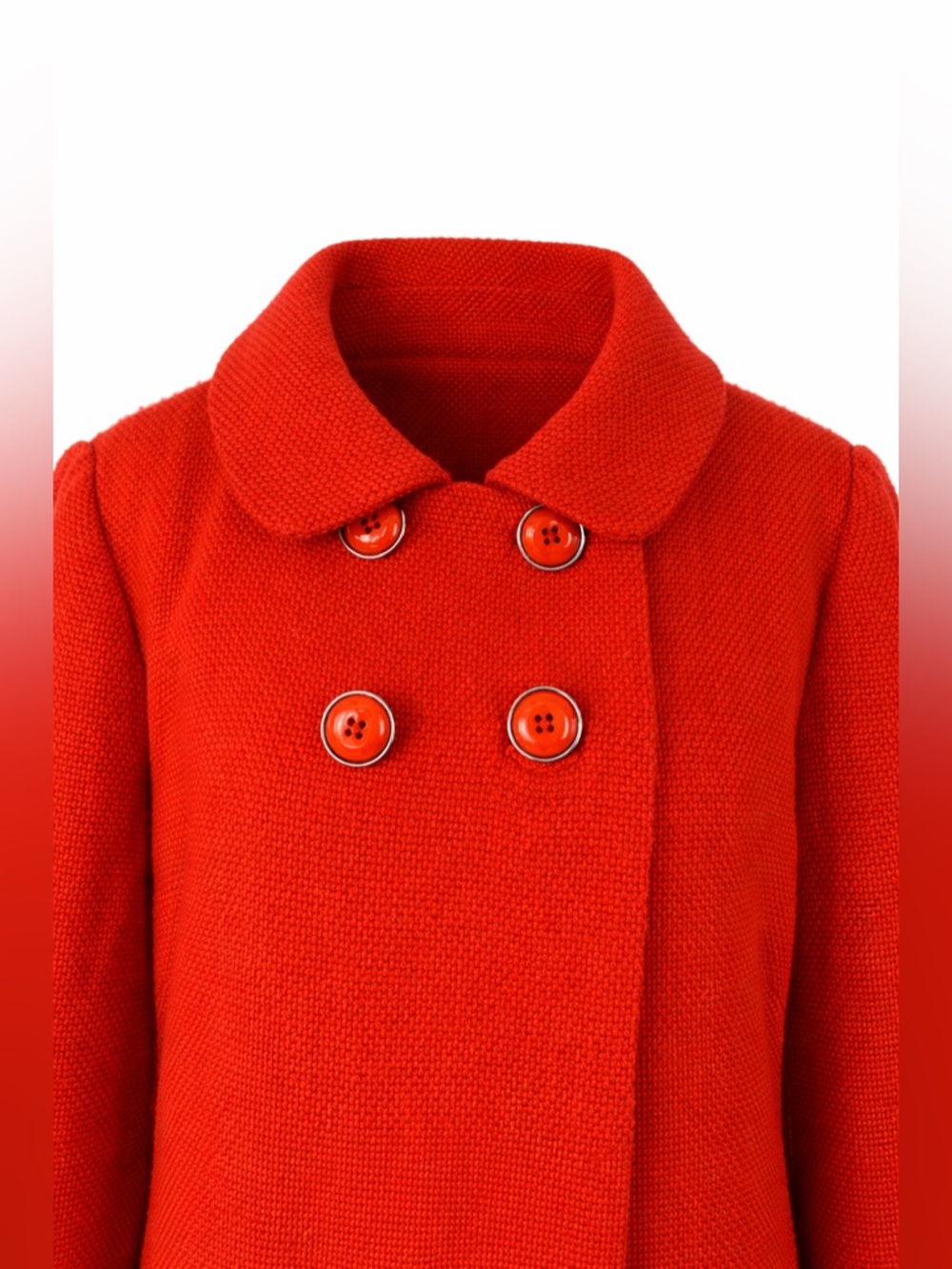 Banana Republic Orange Wool Blend Double Breasted Coat Retro Mod M - Picture 2 of 6